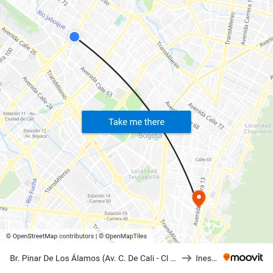 Br. Pinar De Los Álamos (Av. C. De Cali - Cl 65c) to Inesco map