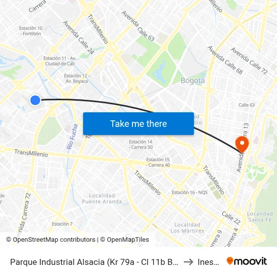 Parque Industrial Alsacia (Kr 79a - Cl 11b Bis) to Inesco map