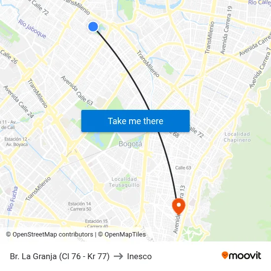 Br. La Granja (Cl 76 - Kr 77) to Inesco map