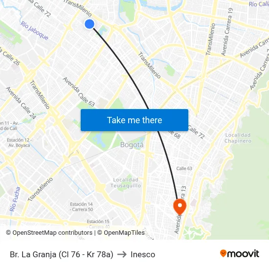 Br. La Granja (Cl 76 - Kr 78a) to Inesco map