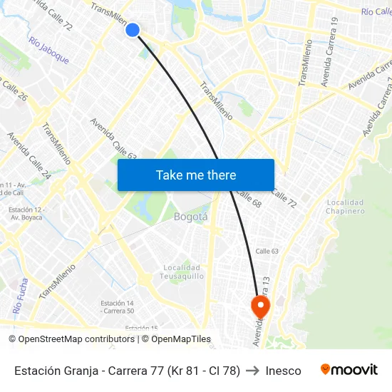 Estación Granja - Carrera 77 (Kr 81 - Cl 78) to Inesco map