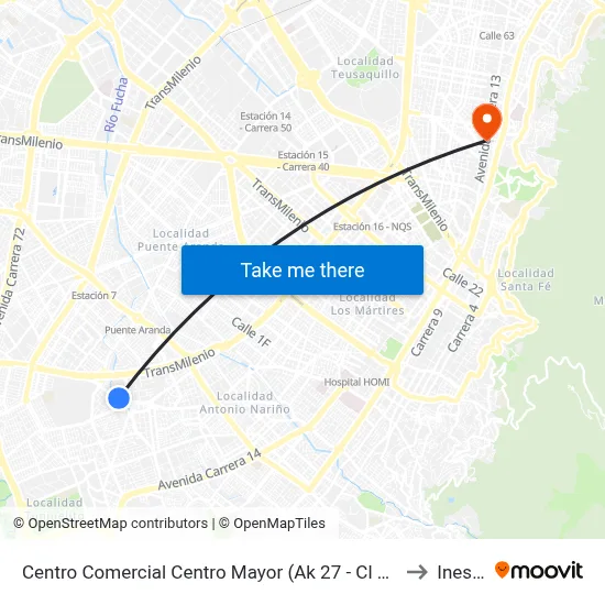 Centro Comercial Centro Mayor (Ak 27 - Cl 38a Sur) to Inesco map