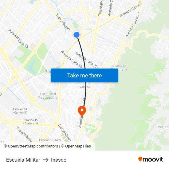 Escuela Militar to Inesco map