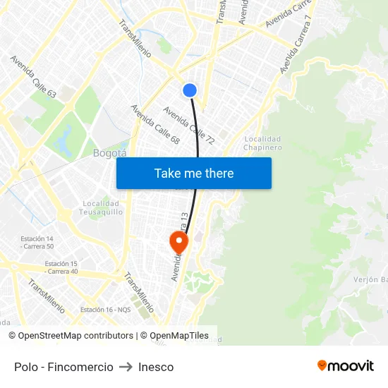 Polo - Fincomercio to Inesco map