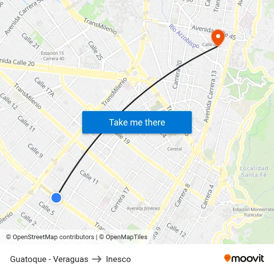 Guatoque - Veraguas to Inesco map