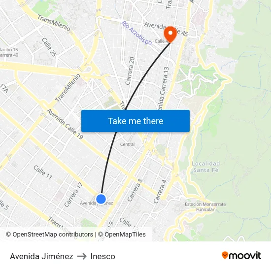 Avenida Jiménez to Inesco map
