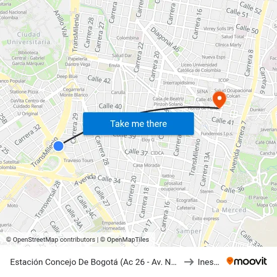 Estación Concejo De Bogotá (Ac 26 - Av. Nqs) to Inesco map