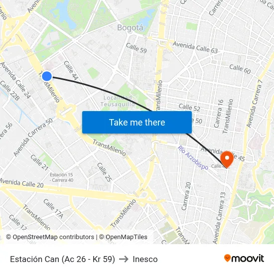 Estación Can (Ac 26 - Kr 59) to Inesco map