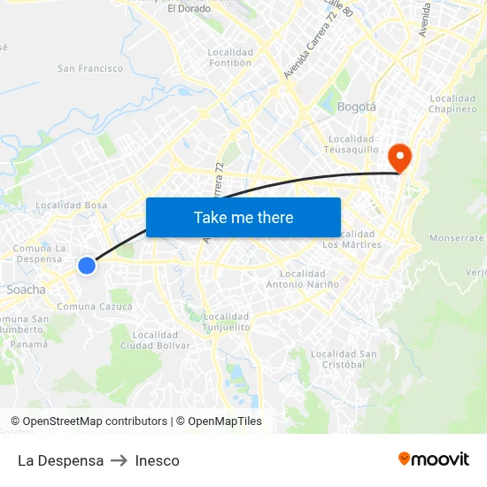 La Despensa to Inesco map
