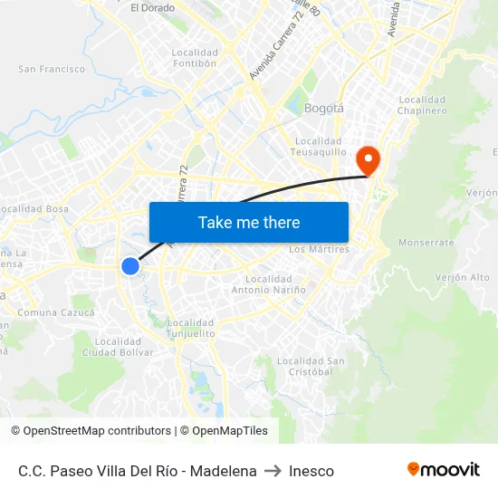 C.C. Paseo Villa Del Río - Madelena to Inesco map