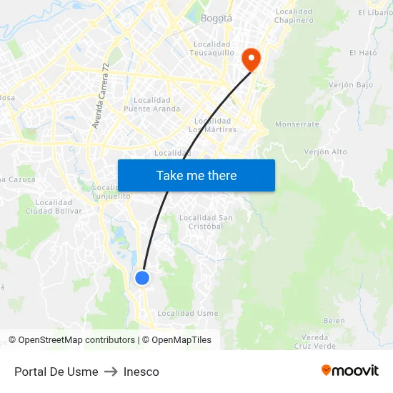 Portal De Usme to Inesco map