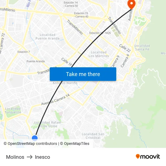 Molinos to Inesco map