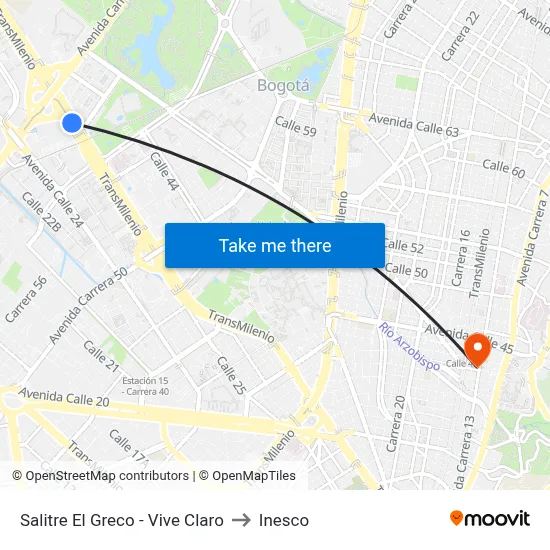 Salitre El Greco - Vive Claro to Inesco map