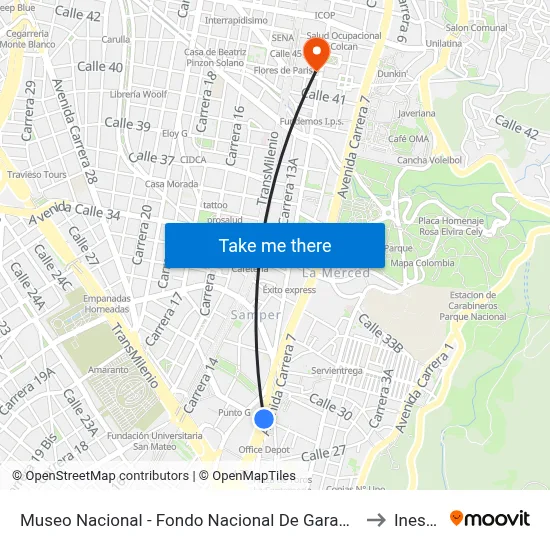 Museo Nacional - Fondo Nacional De Garantías to Inesco map