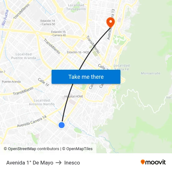 Avenida 1° De Mayo to Inesco map