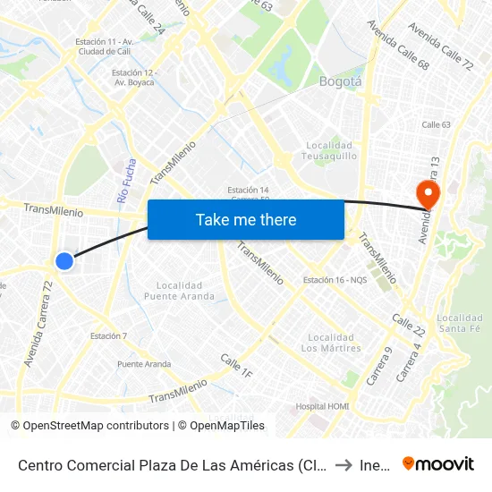 Centro Comercial Plaza De Las Américas (Cl 3 Sur - Kr 71) to Inesco map