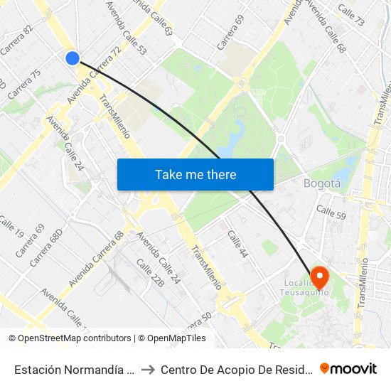 Estación Normandía (Ac 26 - Kr 74) to Centro De Acopio De Residuos Sólidos (437) map