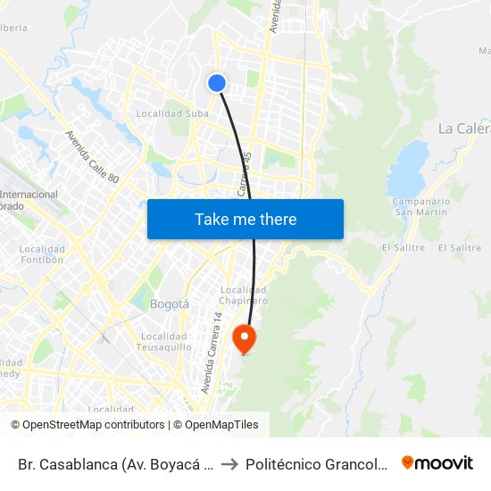 Br. Casablanca (Av. Boyacá - Cl 152b) to Politécnico Grancolombiano map