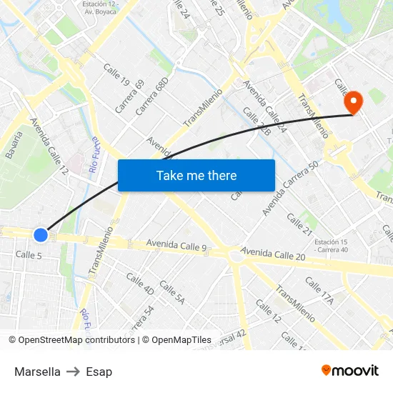 Marsella to Esap map