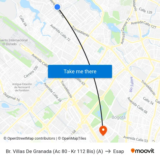 Br. Villas De Granada (Ac 80 - Kr 112 Bis) (A) to Esap map