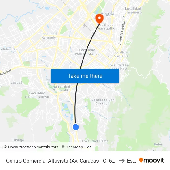 Centro Comercial Altavista (Av. Caracas - Cl 67a Sur) (B) to Esap map