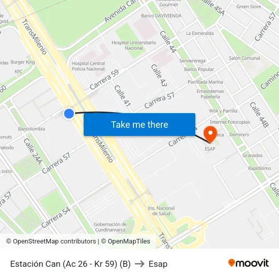 Estación Can (Ac 26 - Kr 59) (B) to Esap map