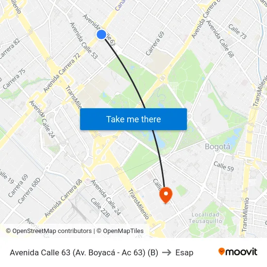 Avenida Calle 63 (Av. Boyacá - Ac 63) (B) to Esap map