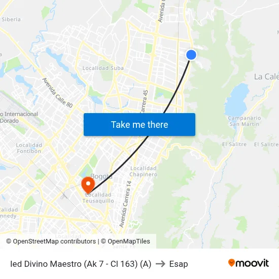 Ied Divino Maestro (Ak 7 - Cl 163) (A) to Esap map