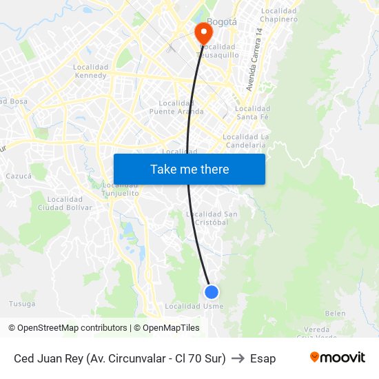 Ced Juan Rey (Av. Circunvalar - Cl 70 Sur) to Esap map