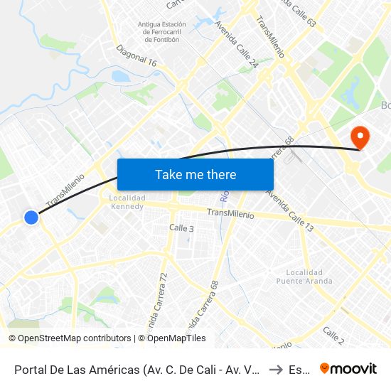 Portal De Las Américas (Av. C. De Cali - Av. V/Cio) to Esap map