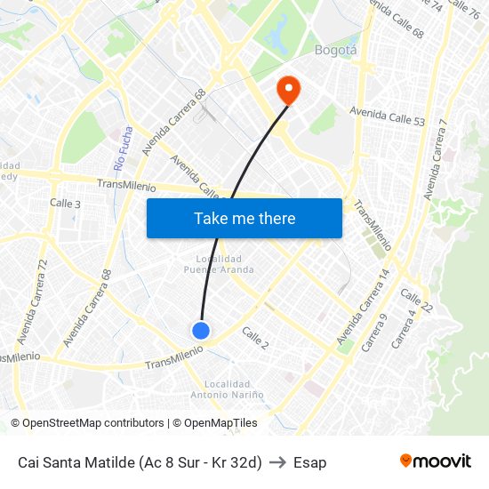 Cai Santa Matilde (Ac 8 Sur - Kr 32d) to Esap map