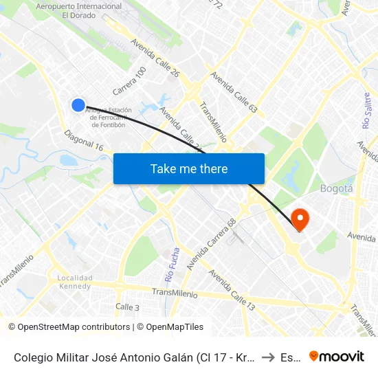 Colegio Militar José Antonio Galán (Cl 17 - Kr 103b) to Esap map