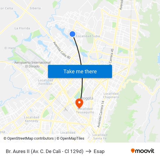 Br. Aures II (Av. C. De Cali - Cl 129d) to Esap map