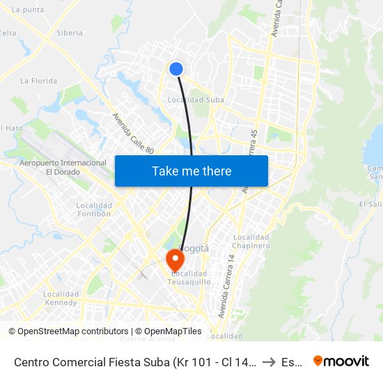Centro Comercial Fiesta Suba (Kr 101 - Cl 147) to Esap map