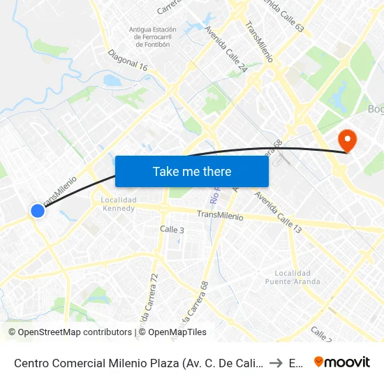 Centro Comercial Milenio Plaza (Av. C. De Cali - Cl 42f Sur) (A) to Esap map