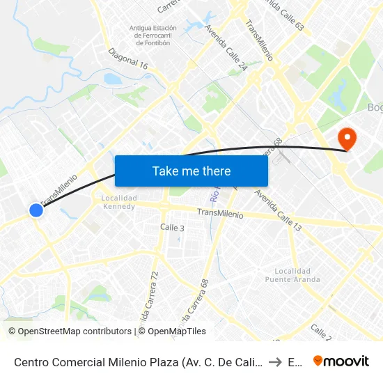 Centro Comercial Milenio Plaza (Av. C. De Cali - Cl 42f Sur) (B) to Esap map