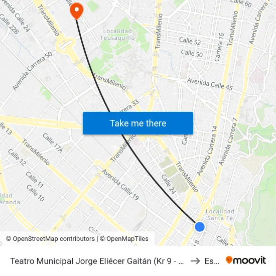 Teatro Municipal Jorge Eliécer Gaitán (Kr 9 - Cl 22) to Esap map