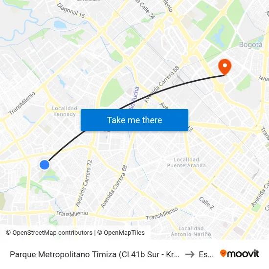 Parque Metropolitano Timiza (Cl 41b Sur - Kr 74) to Esap map