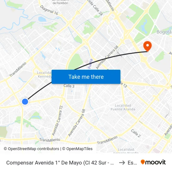 Compensar Avenida 1° De Mayo (Cl 42 Sur - Tv 78h) to Esap map