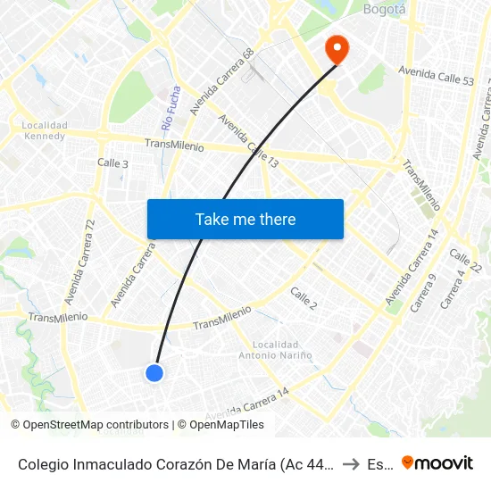 Colegio Inmaculado Corazón De María (Ac 44 Sur - Kr 29) to Esap map