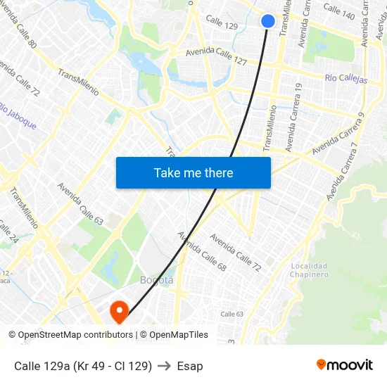 Calle 129a (Kr 49 - Cl 129) to Esap map