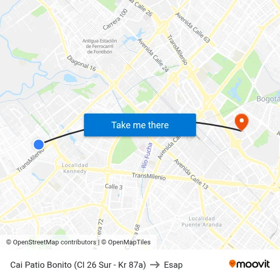 Cai Patio Bonito (Cl 26 Sur - Kr 87a) to Esap map