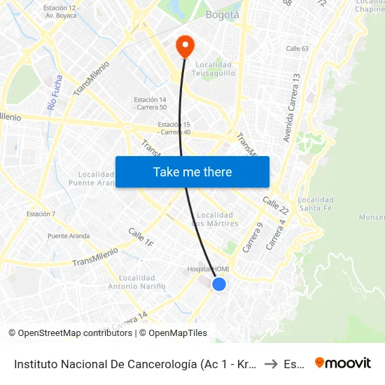 Instituto Nacional De Cancerología (Ac 1 - Kr 9) to Esap map