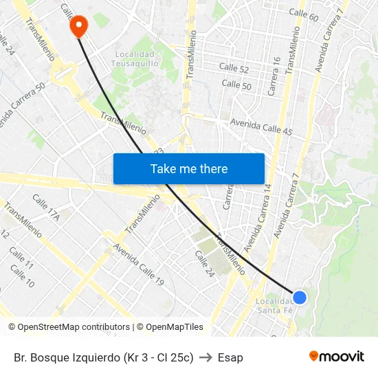 Br. Bosque Izquierdo (Kr 3 - Cl 25c) to Esap map