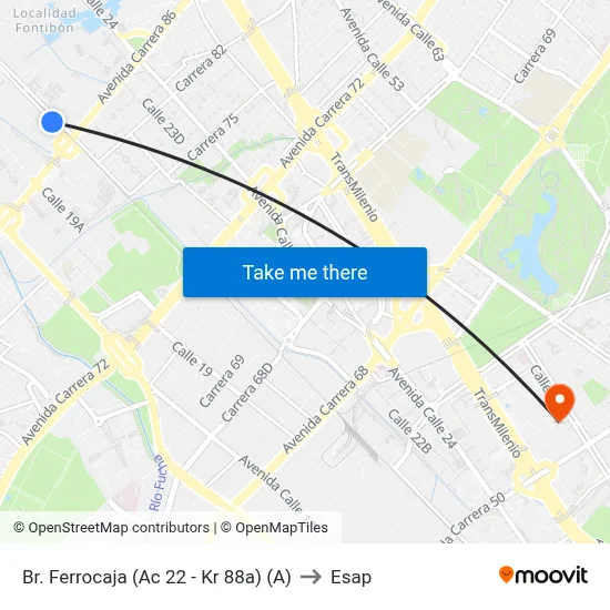 Br. Ferrocaja (Ac 22 - Kr 88a) (A) to Esap map