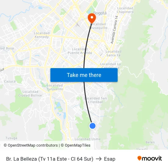 Br. La Belleza (Tv 11a Este - Cl 64 Sur) to Esap map