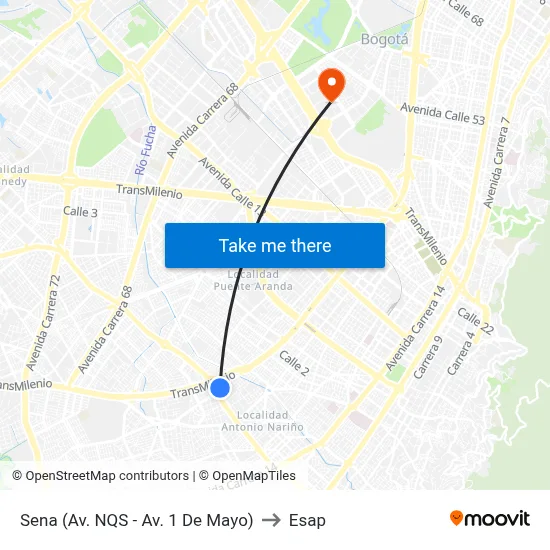 Sena (Av. NQS - Av. 1 De Mayo) to Esap map