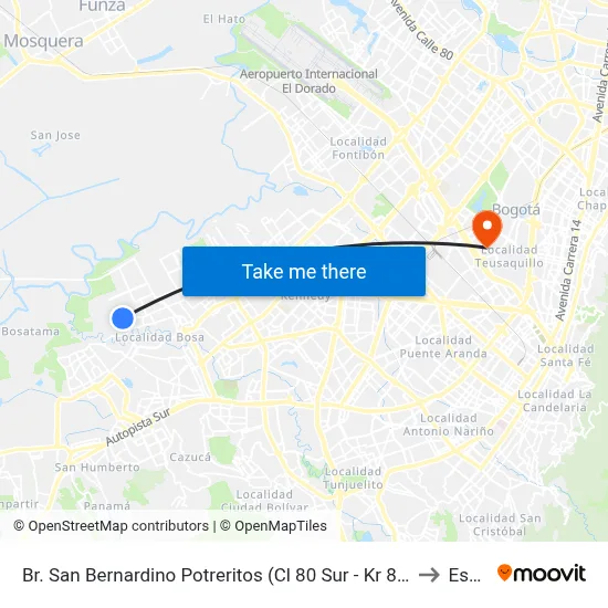 Br. San Bernardino Potreritos (Cl 80 Sur - Kr 88j) to Esap map