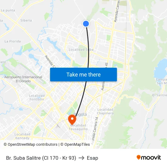 Br. Suba Salitre (Cl 170 - Kr 93) to Esap map