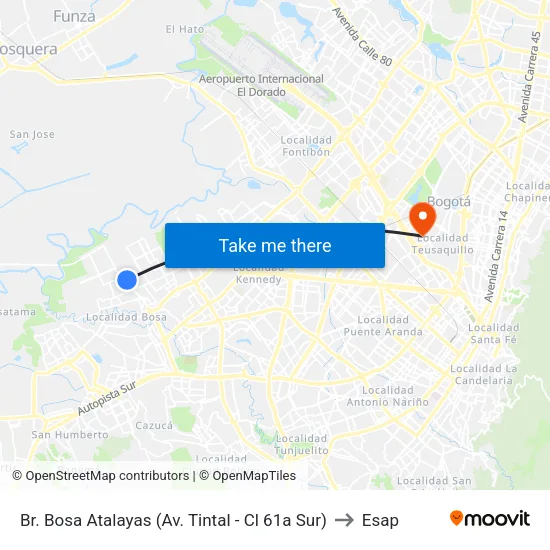 Br. Bosa Atalayas (Av. Tintal - Cl 61a Sur) to Esap map